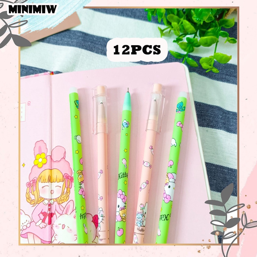 SELUSIN PULPEN BISA DIHAPUS ODEMEI BOLPEN HELLO KITTY ISI 12 PCS  ALAT TULIS BOLPOIN UNIK IMUT MURAH PEN GEL KARAKTER PENA UNIK LUCU MURAH