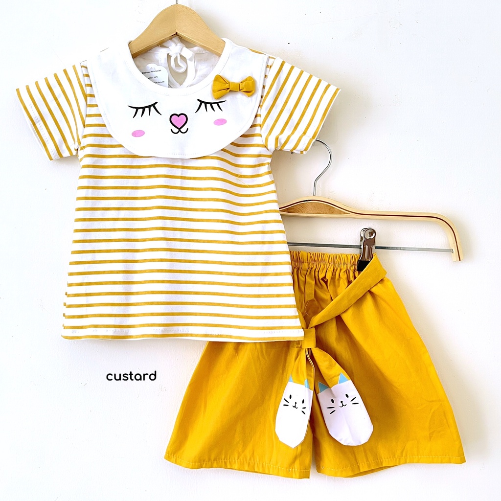 MEOW MILK / BLUSHING MEOW Baju Setelan Celana Pergi Lucu Fashion Anak Bayi Perempuan Cewek Terlaris Lucu Berkualitas