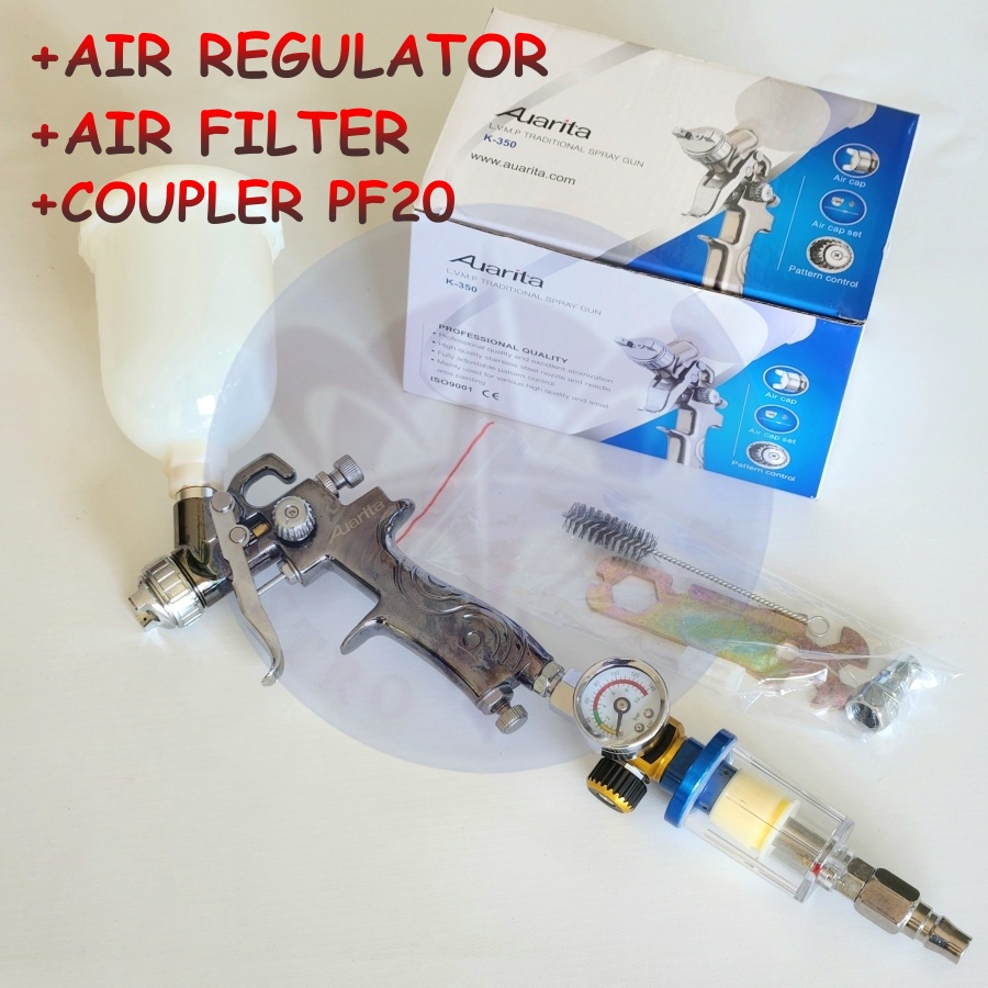 Spray Gun Auarita K350 LVMP + Air Regulator + Air Filter + PF20