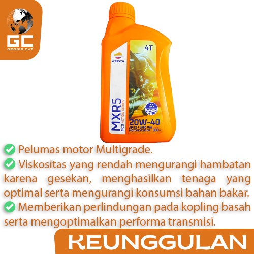 Repsol Oli Mesin MXR5 20W-40 API SL/JASO MA2 1L