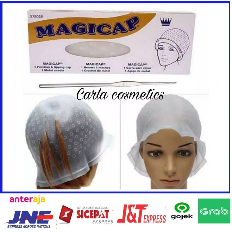 topi highlight rambut plastik plus jarum untuk cat rambut atau bleaching rambut highlight