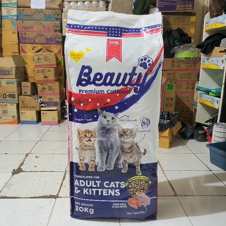 EXPEDISI Makanan Kucing Beauty Chicken &amp; Salmon All Stages Kemasan 20KG
