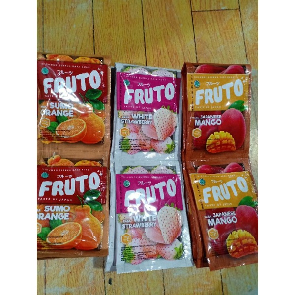 

Fruto Minuman Serbuk Taste of japan Manggo Straw Orange isi 12