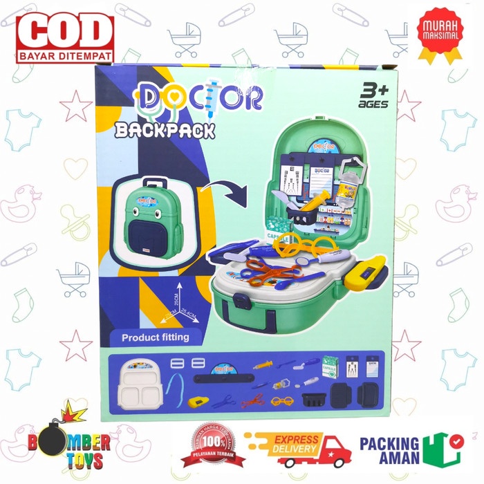 MAINAN ANAK DOCTOR BACKPACK TAS ALAT DOKTER SET HARDCASE KADO 2 in 1