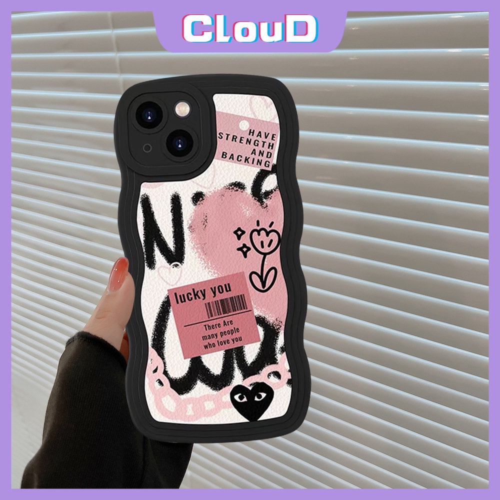 IPHONE Casing Ponsel Kompatibel Untuk Iphone7 6 Plus11 13 12 14 Pro Max XR X XS Max 6s 8 14 Plus SE 2020 Trendi Merek Comme des Garcons Graffiti Love Heart Lembut TPU Bergelombang Penutup Tepi