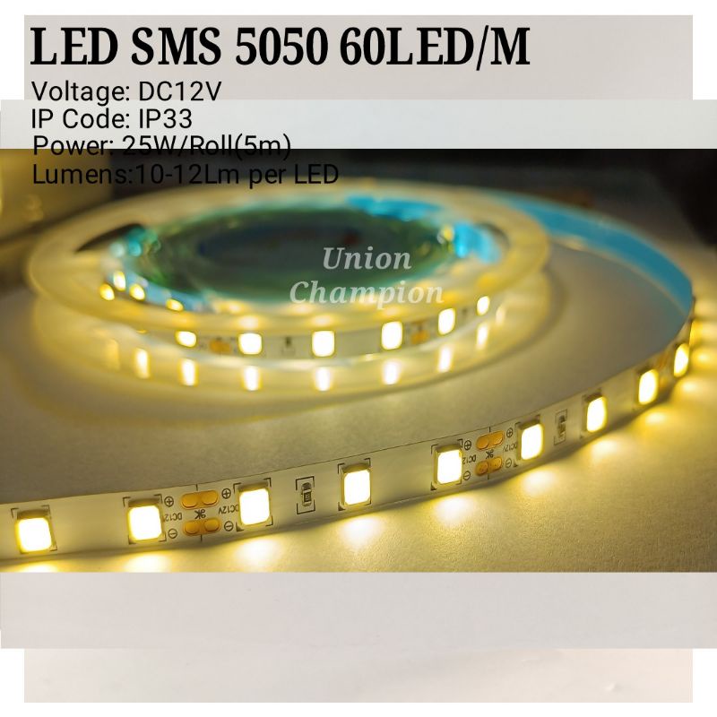 LED Strip ECOVA SMD 5050 36W 60LED/M DC12V bergaransi 1Tahun
