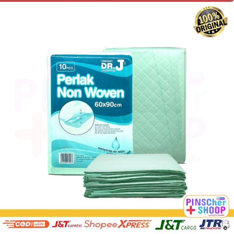 Underpad Dr J  60 x 90 cm Perlak Alas Popok Bayi Onemed Isi 10 Pcs