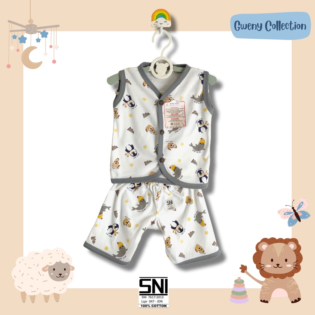 SETELAN BABY GLOW BAYI TANPA LENGAN/LENGAN PENDEK/LENGAN PANJANG MOTIF ARTIC UNISEX 3-12 BULAN