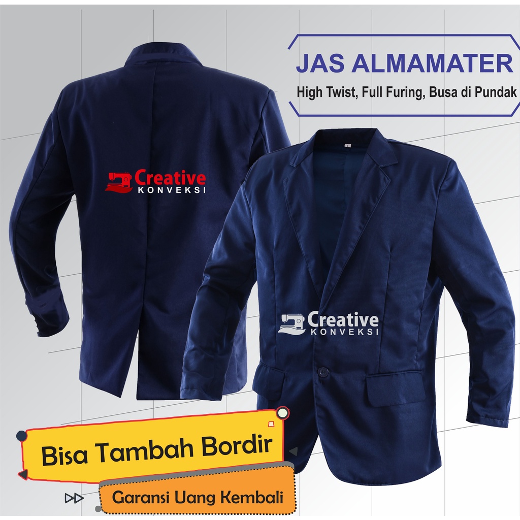 (BISA COD) TERLARIS ! JAS ALMAMATER BIRU DONGKER / BLAZER PRIA SLIMFIT NAVY BLUE MODERN ORIGINAL BAHAN PREMIUM / JAS almamater osis / sekolah pondok pesantren full furing