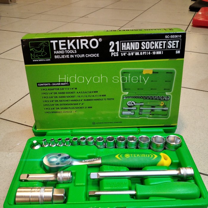 Kunci Shok Set Tekiro 21 Pcs / Socket Wrench 1/4" - 3/8" Tekiro 21 Pcs