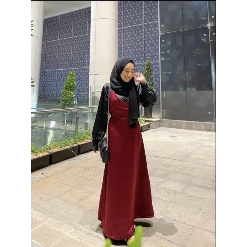 OUTER DRESS SILK AWDELLA FASHION PAKAIAN WANITA DRESS TANKTOP BAHAN VELVET MR