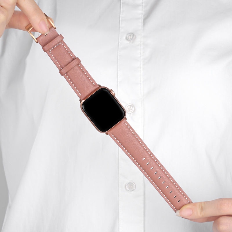 Slim Leather Watch Strap Ultra 8 7 6 5 4 SE  for iWatch Series 49mm 41mm 45mm iWatch Tali jam/aksesoris jam tangan