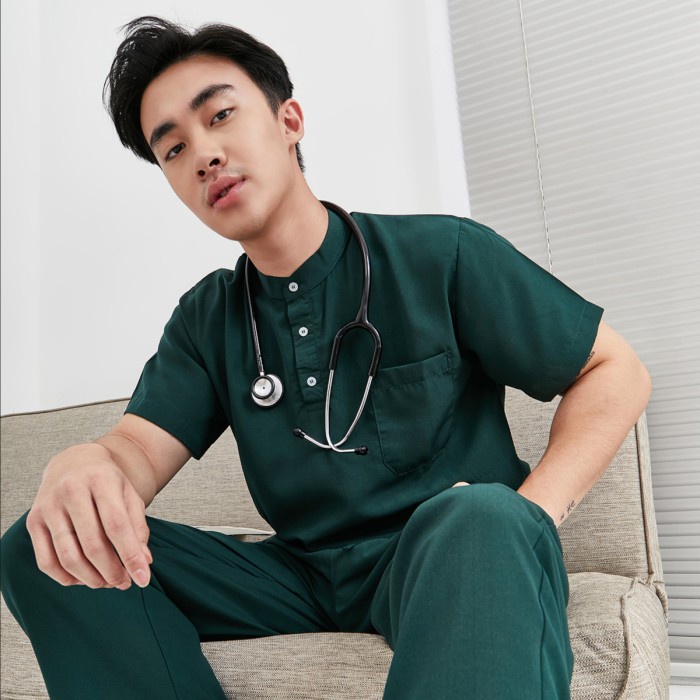 Baju Jaga MSS - DARK GREEN Scrubs on Call Flowy Lengan Pendek