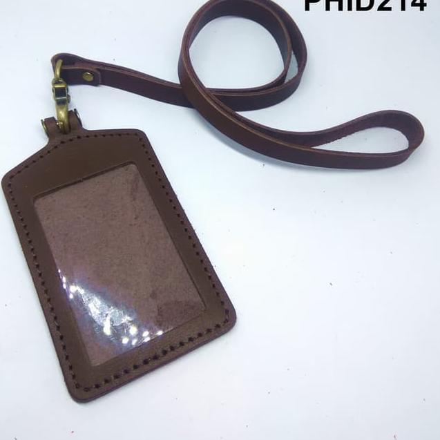 

Flash Sale ア gantungan ID card kulit asli coklat - tali id card holder - PHID214