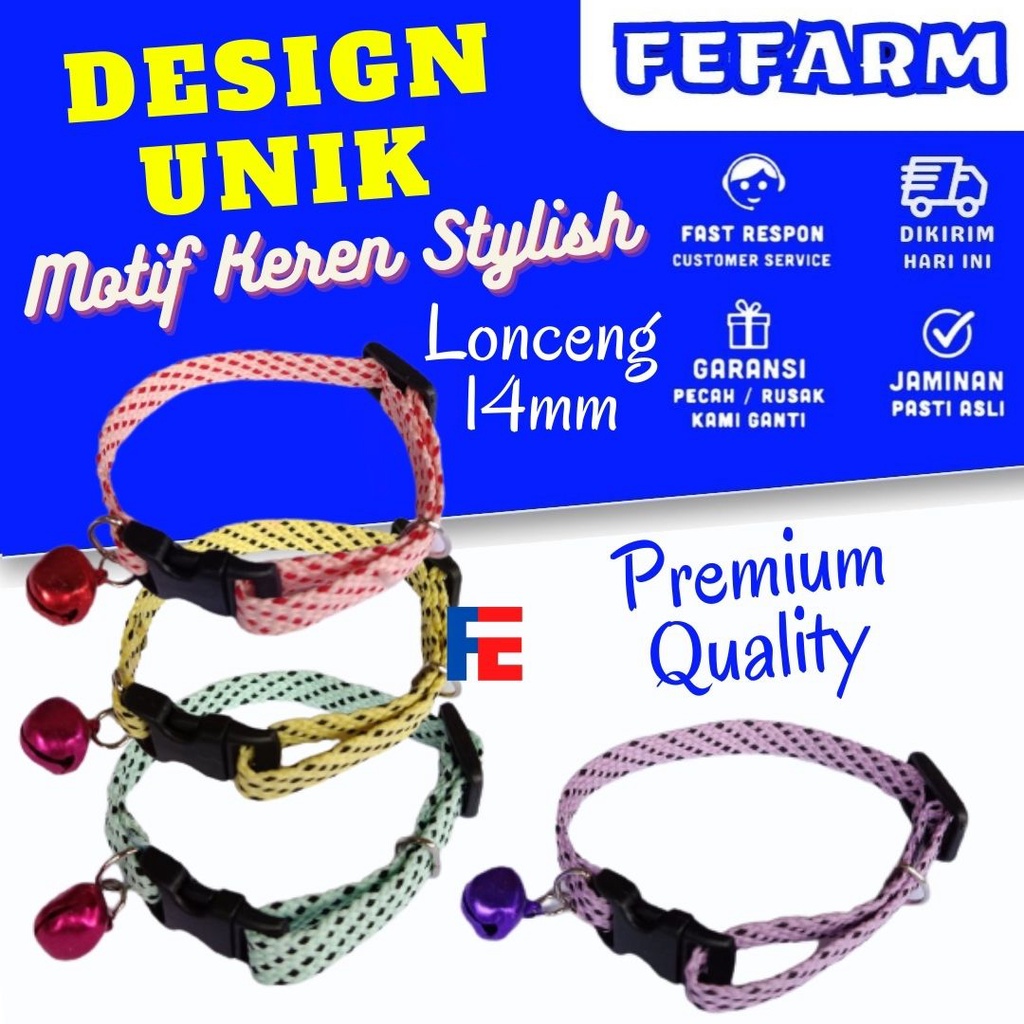 Kalung Kucing Prusik Pipih Lonceng 14mm FEFARM