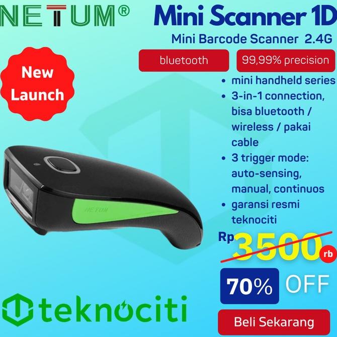 NETUM Mini Wireless Bluetooth Barcode Scanner Handheld 1D