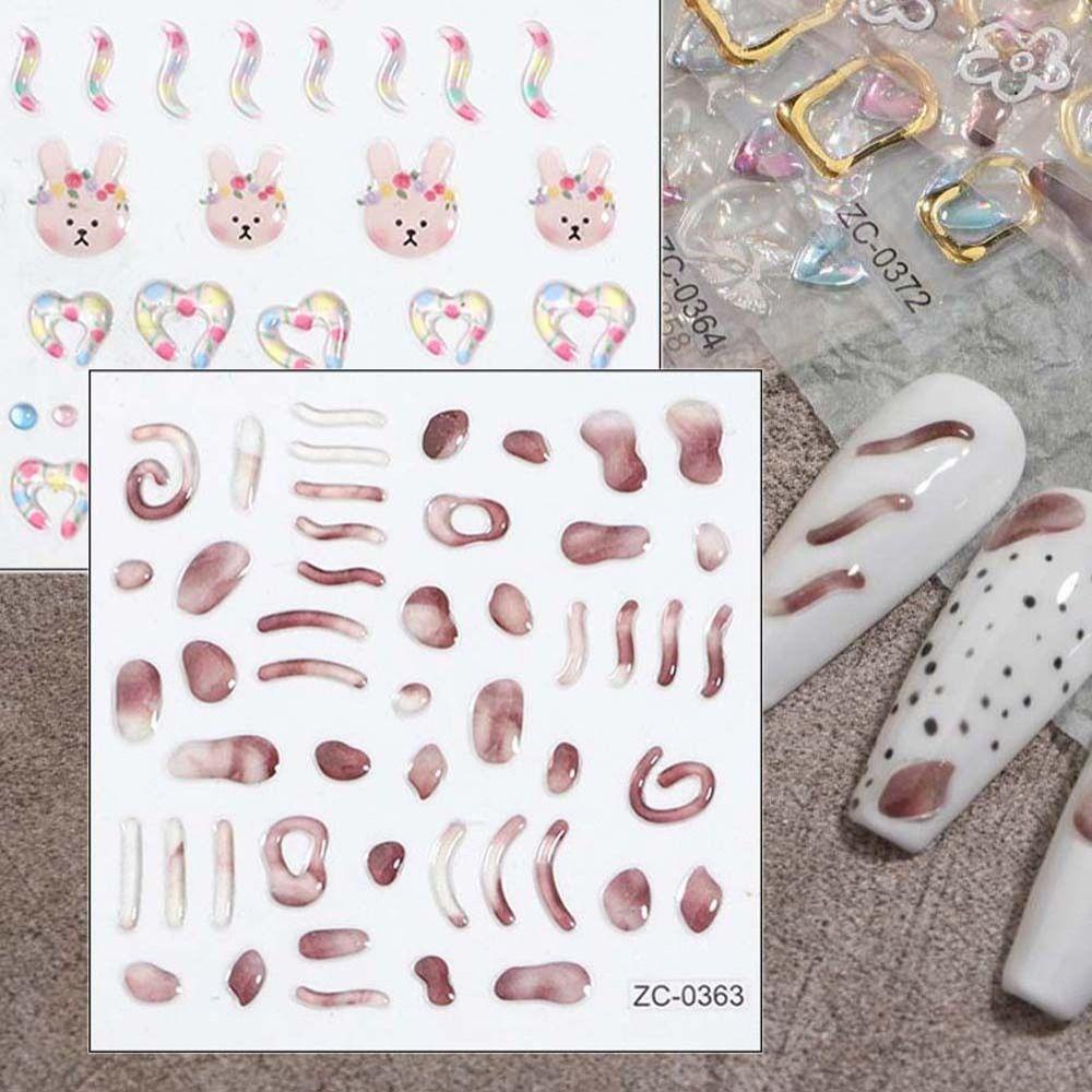 MXBEAUTY Stiker Kuku Hati Wanita Fashion Stiker Perekat Lembut Berbentuk Tidak Teratur Kupu-Kupu Manikur Aksesoris Nail Art Dekorasi