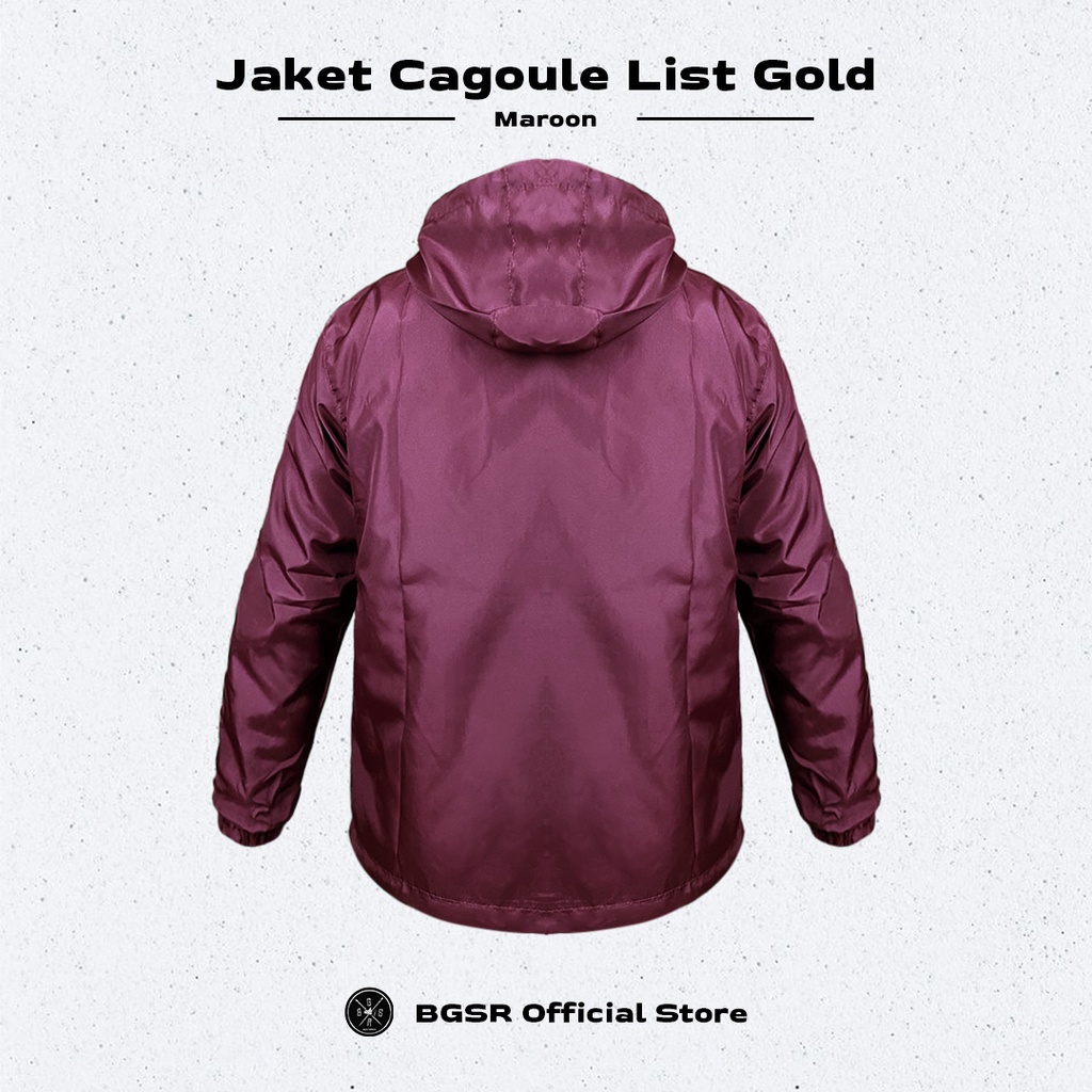 Jaket Cagoule Pria Windbreaker Jacket Tebal Adem Taslan List Gold  BGRSMMXVI