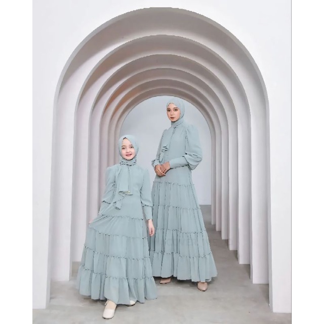 ANGELINA DRESS MOM &amp; KIDS CERUTY PREMIUM/GAMIS COUPLE IBU ANAK BUSUI FREINDLY/SHAFIRA COUPLE DRESS KIDS CERUTY BABYDOLL KEKINIAN/FAR MOSLEMSTORE