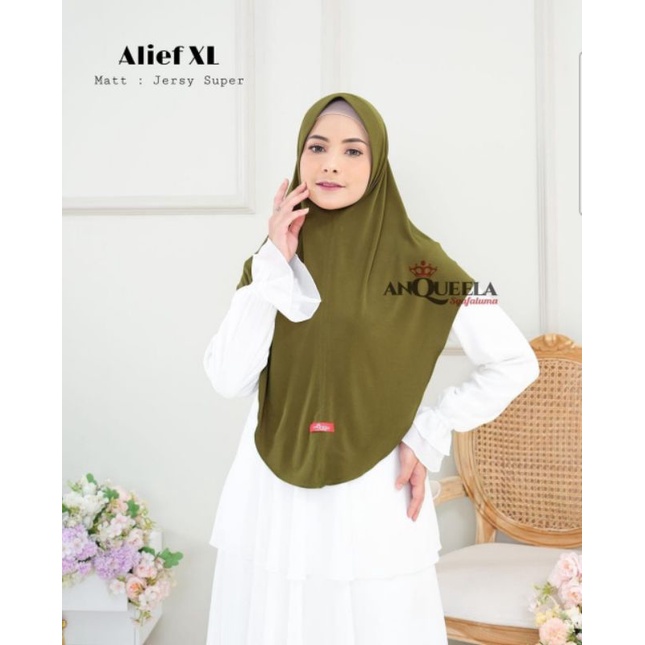 Jilbab Khimar Instan Simple Alif XL Ori Anqueela