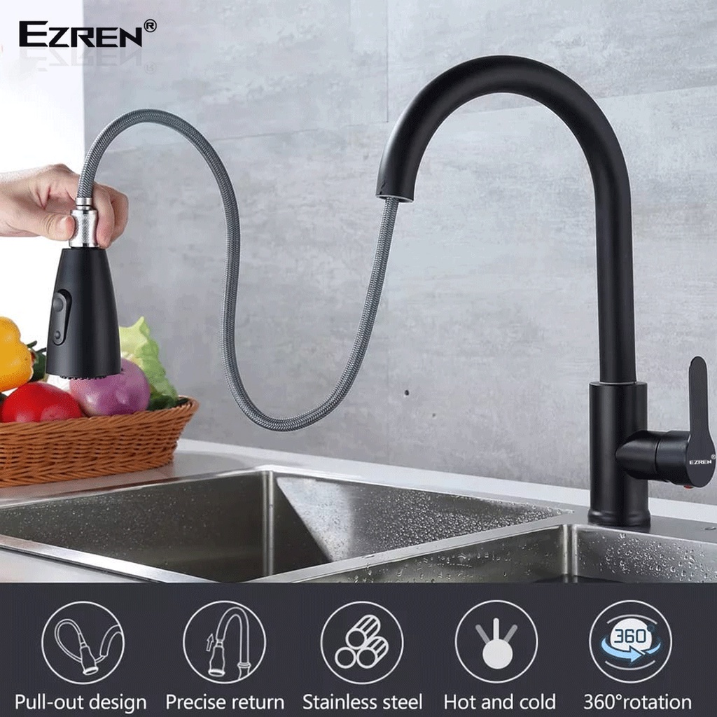 Ezren EZ-3001 Keran Air Dapur Hot &amp; Cold Kitchen Faucet Keran Hitam