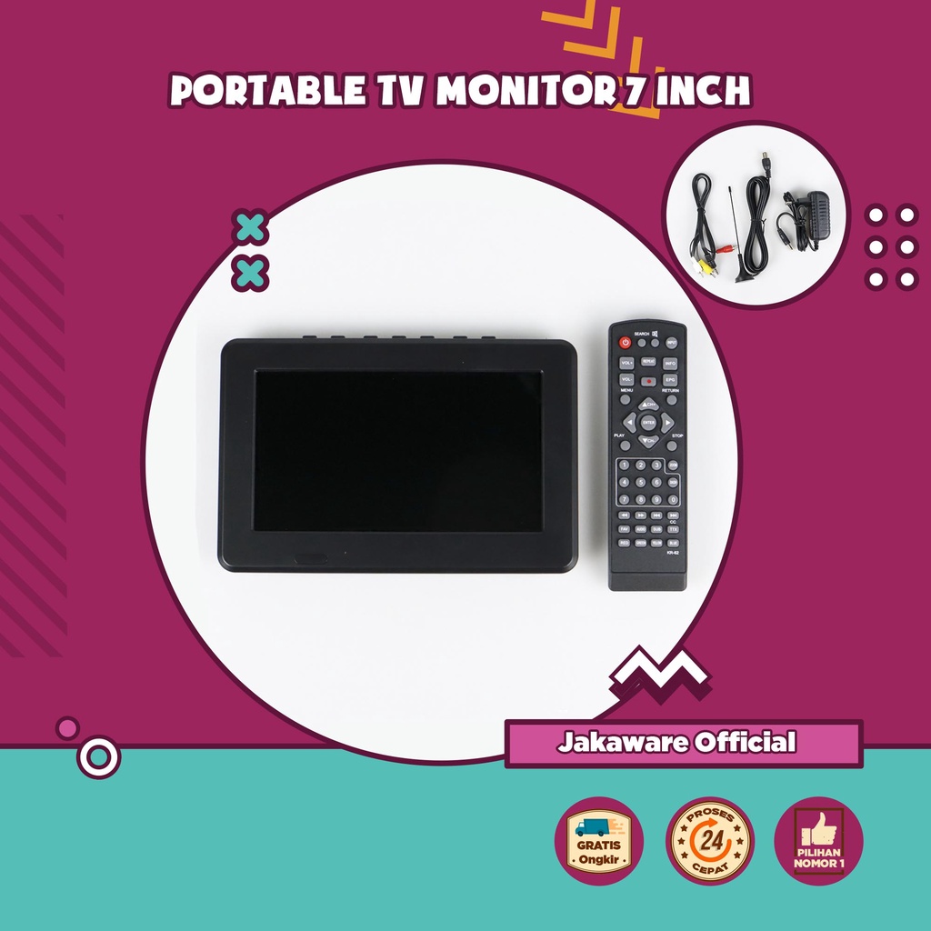 Taffware Portable TV Monitor 7 Inch DVB-T2 - D7
