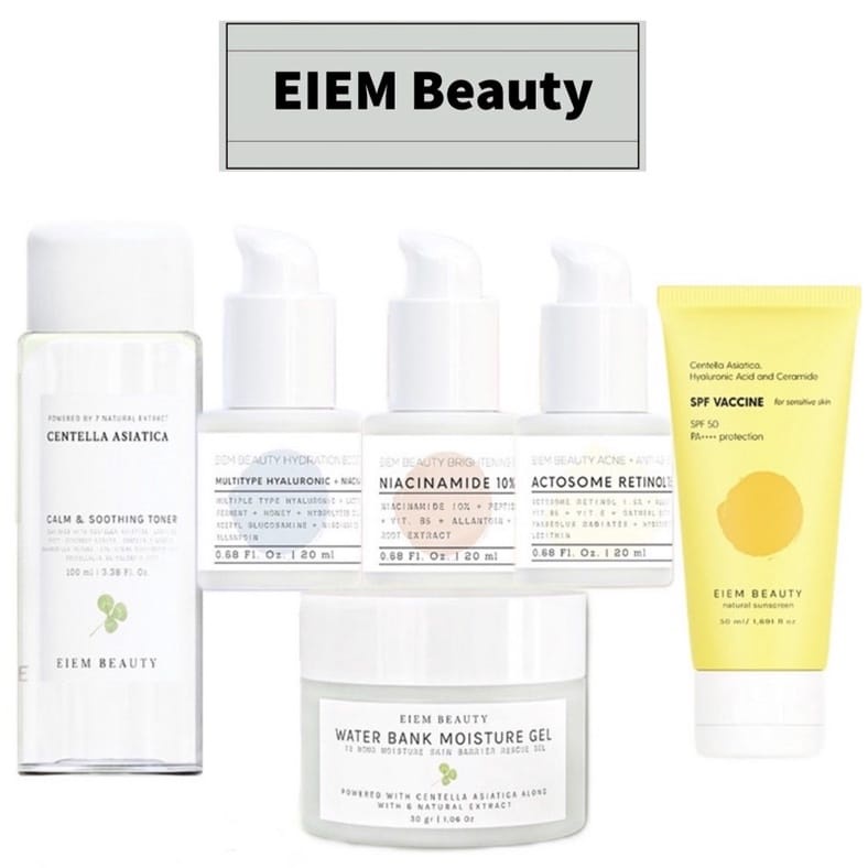 Eiem Beauty Water Bank Moisturizer 30gr | Hydrating Booster Serum | Acne + Anti Aging Serum | Brightening Serum 20ml | Natural Hybrid Sunscreen | Calm &amp; Soothing Toner