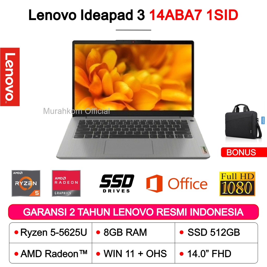 LENOVO IDEAPAD SLIM 3 AMD RYZEN 5-5625U 8GB 512SSD W11+OHS 14.0&quot;FHD - Arctic Grey