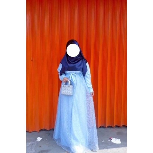 dress gamis gaun kondangan baby blue prelove