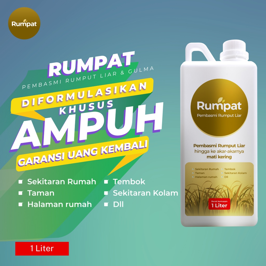 Rumpat Pembasmi Rumput Liar Sampai Akar Hingga Mati Kering Bergaransi Siap Pakai 1 Liter