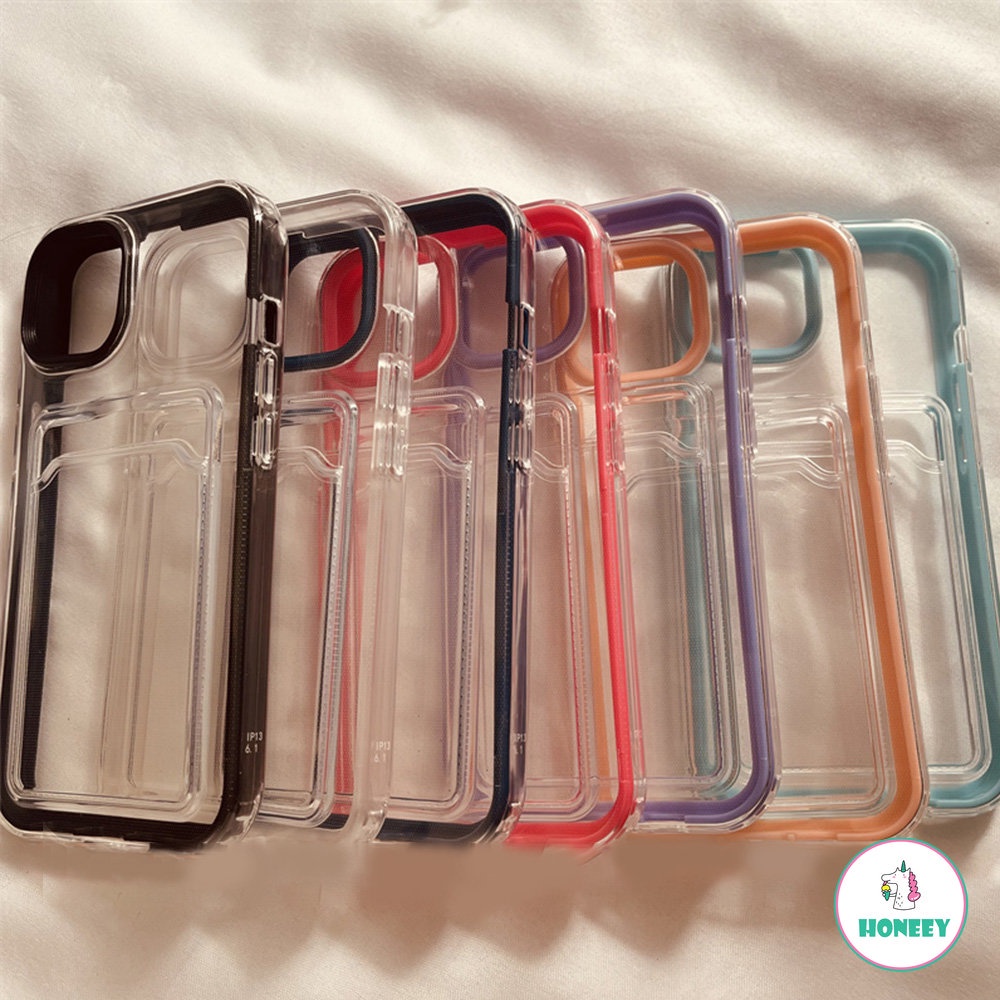 3 In 1 Soft Case Cover Hp TPU + Dompet Kartu Bisa Dilepas Untuk IPhone 14 13 / 12 / 11promax / Xr / 8 / 7plus