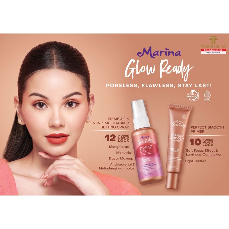 ⭐BAGUS⭐ MARINA GLOW READY Primer | Setting Spray | Perfecting Smooth