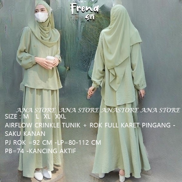 GAMIS FREND SET TUNIK + ROK AIRFLOW CRINKLE PREMIUM/SET AIRFLOW ROK DAN BLOUSE AIRFLOW CRINKLE/GAMIS