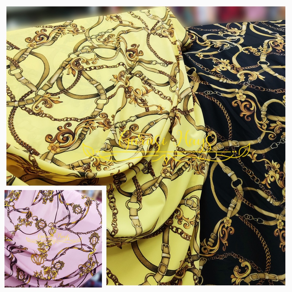 NEW Kain Silk Satin Sutra Stretch Motif Versace Hermes Celine Lebar 150 cm