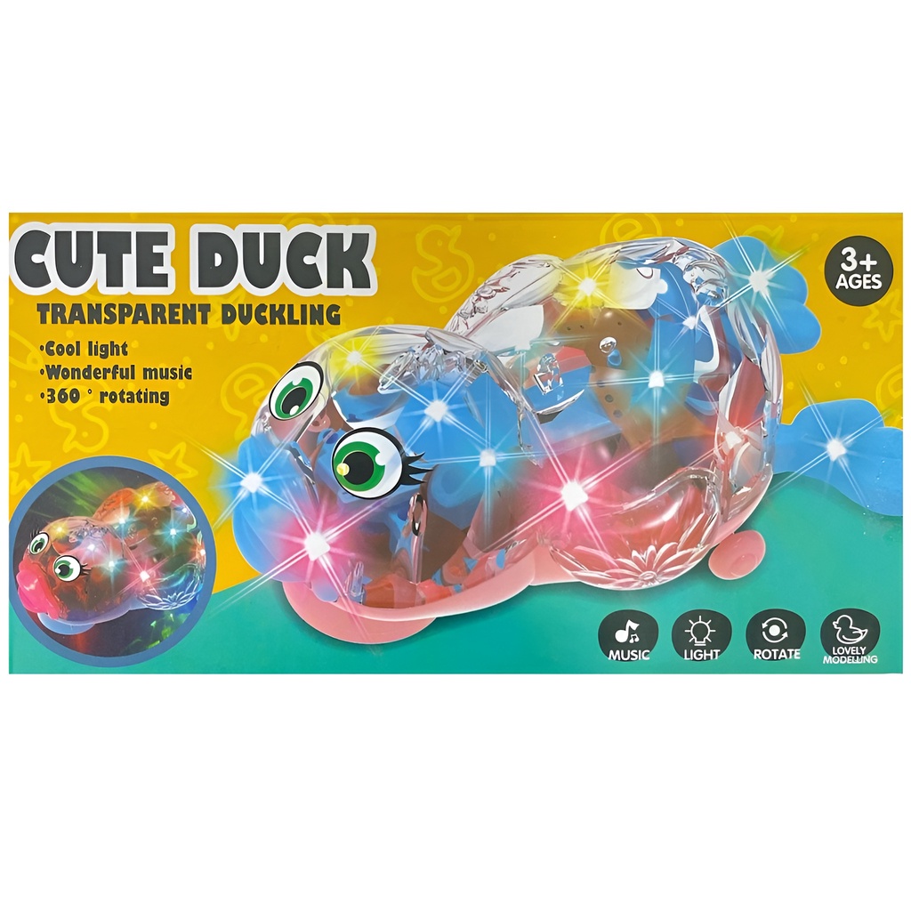 Cute Duck Transparan | Mainan Bebek Berjalan Lampu Dan Musik | Hadiah Ulang Tahun Anak Perempuan | Mainan Anak 1-2-3-4 Tahun Anak Laki Laki