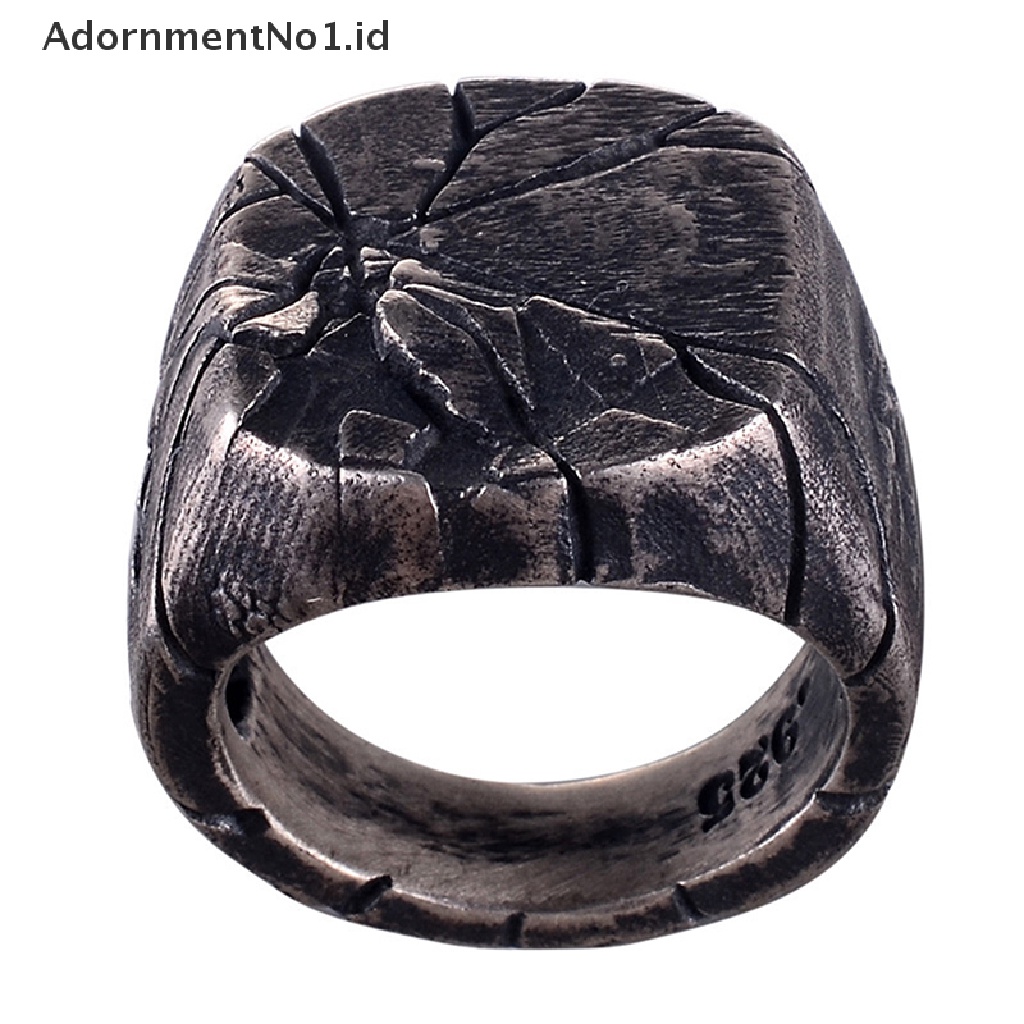 [AdornmentNo1] Fashion Vintage Pria Cincin Baru Retro Tren Hip Hop Punk Cincin Tidak Teratur Garis Geometris Retak Jari Telunjuk Cincin Perhiasan Pria [ID]