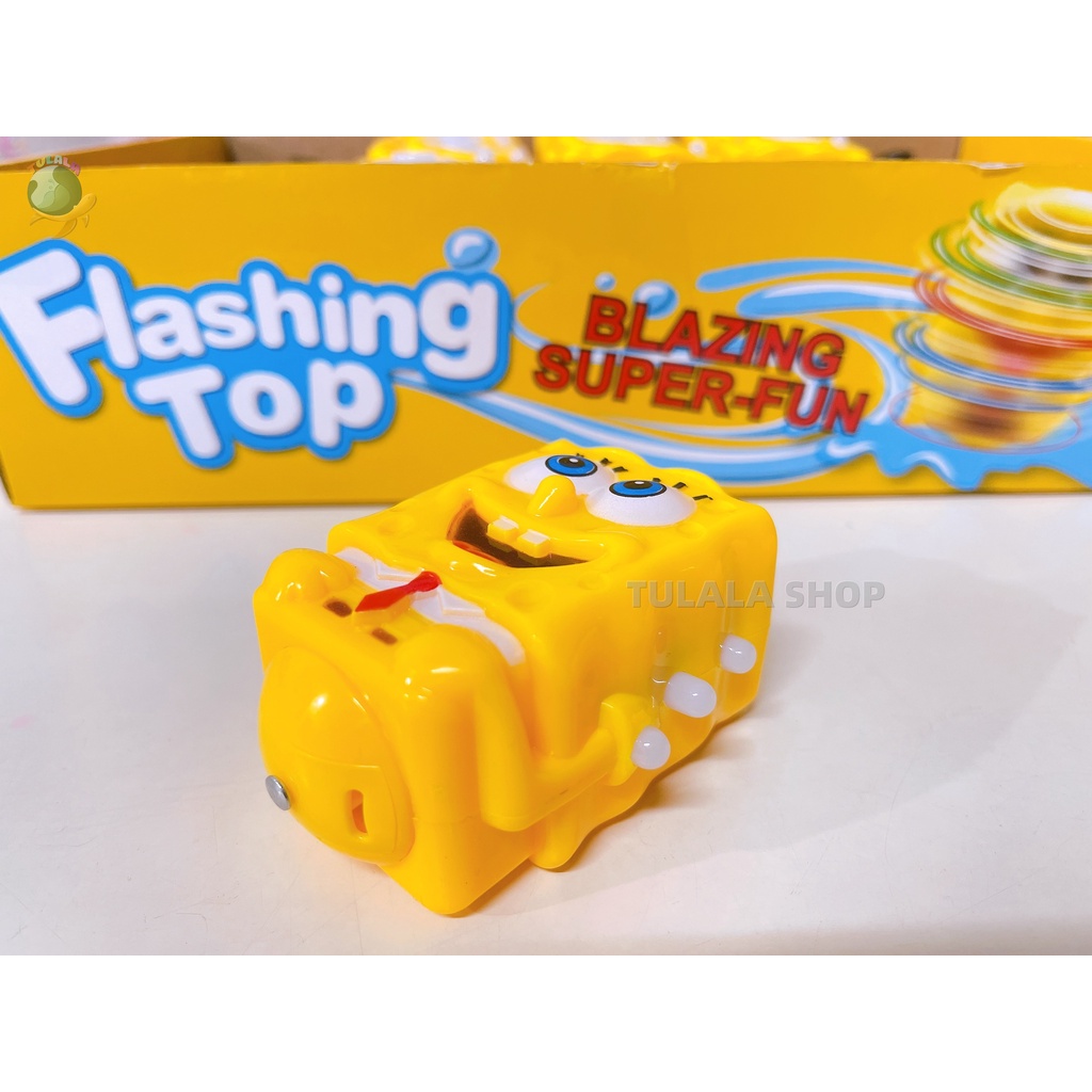 [TULALA SHOP] Mainan Gangsing Anak Flashing Top - Gasing Karakter Spongebobs Lampu LED &amp; Musik