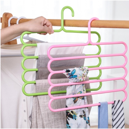 ❤ IJN ❤ Gantungan Baju 5 Susun Magic Hanger Pakaian Celana Jilbab Handuk 5 Layer Lemari Plastik Hemat Tempat Bahan Plastik PP Premium