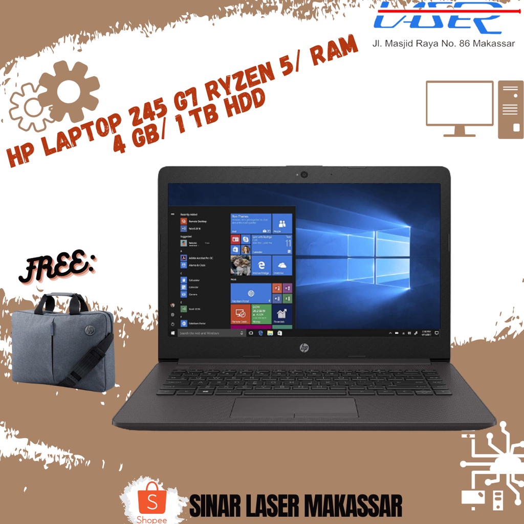 LAPTOP HP 245 G7 RYZEN 5 RAM 4 GB 1 TB HDD DISKON