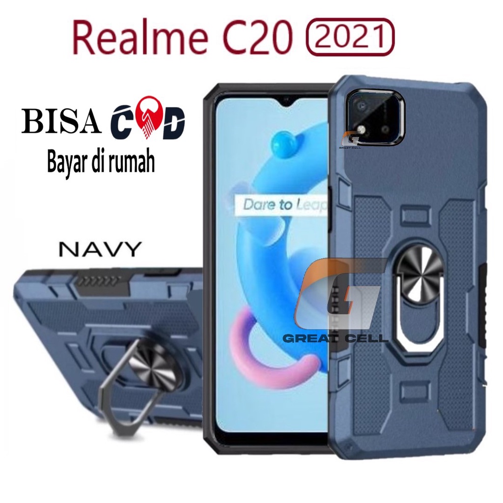 CASING HARD CASE REALME C20 (2021)-  HARD CASE STANDING  ROBOT  HIT EYE RING--SOFT CASE STANDING ROB