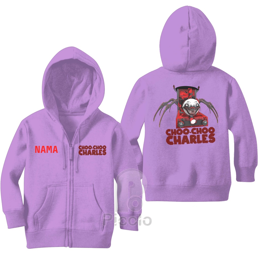 SWEATER HOODIE ZIPPER ANAK MOTIF CHOO CHOO CHARLES MONSTER KERETA API (FREE NAMA)