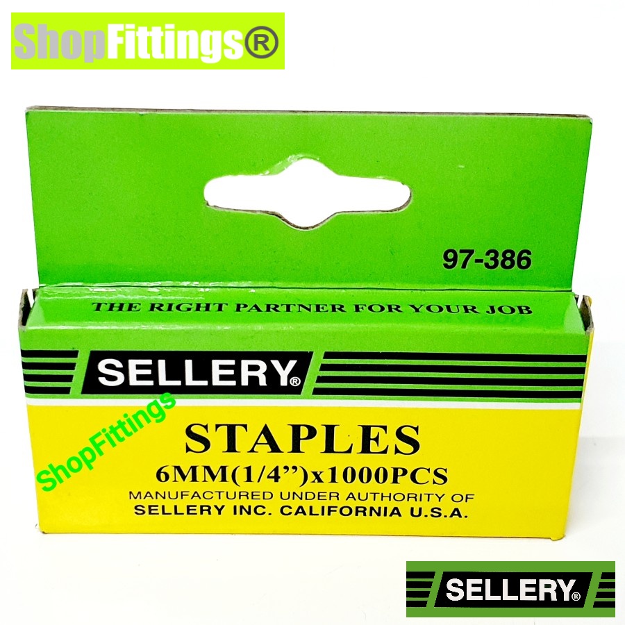 

SELLERY 97 386 388 Isi Refill Staples Tembak 1/4" or 5/16 Gun Tacker Stapler 11,1 x 6 or 8 mm