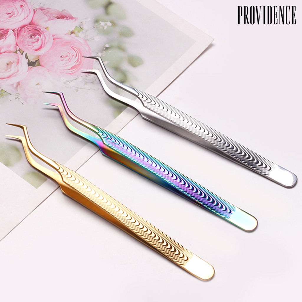 Providence Klip Nail Art Elastisitas Baik Anti-Statis Non-slip Gigitan Ketat Stainless Steel Ikan Garis Presisi Tinggi Penjepit Bulu Mata Makeup Pasokan