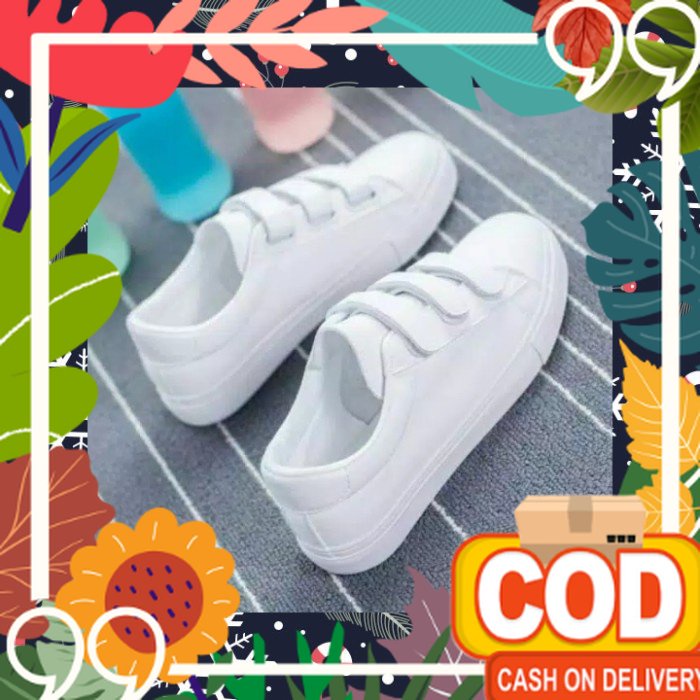 SEPATU KETS WANITA PUTIH POLOS SNEAKERS TANPA TALI - Putih, 37 / unik jumbo