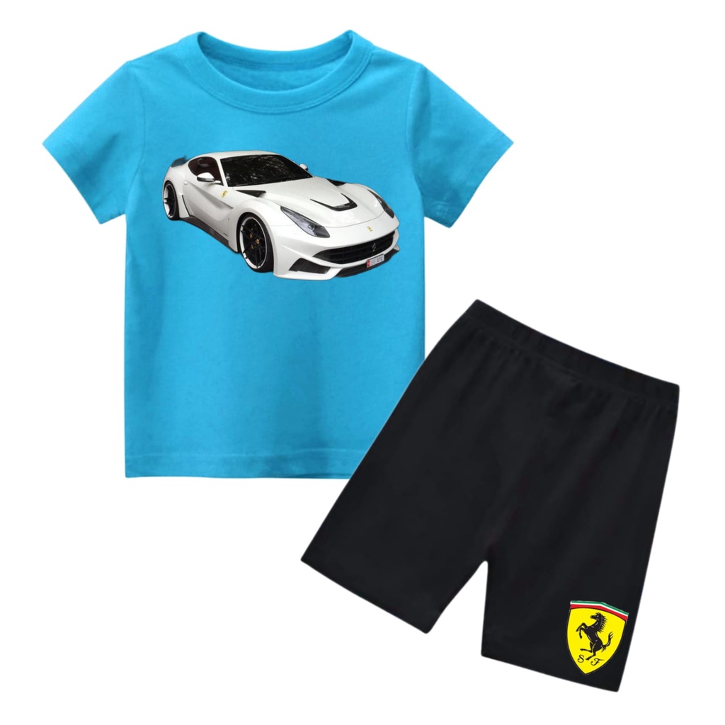 Hzl_outfit Setelan Kaos Baju Anak Anak Super Car Ferari/Super Car