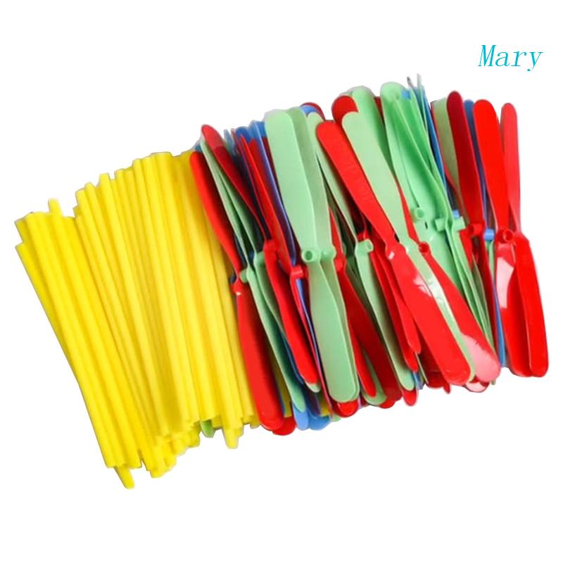 Mary 100PCS Mainan Baling-Baling Capung Bambu Terbang Multicolour Lucu Outdoor Untuk Bermain Set Mainan Untuk Anak Tk3