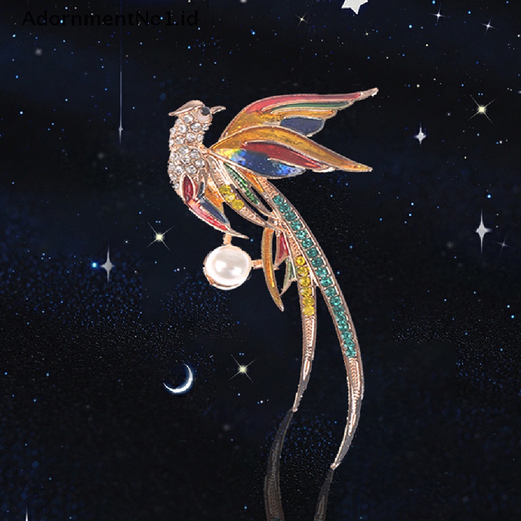 [AdornmentNo1] Bros Burung Phoenix Kristal Untuk Wanita Enamel Terbang Beauty Bird Pesta Kantor Brooch Pin Hadiah Phoenix Menetes Minyak Bros [ID]