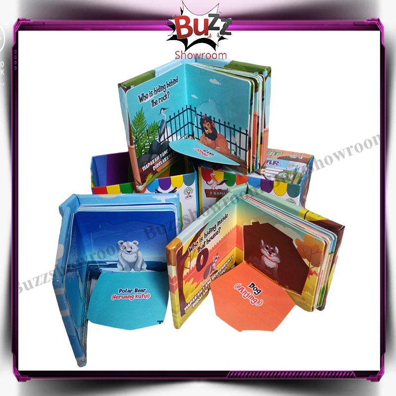 Flip the flap book BUKU EDUKASI ANAK BELAJAR ANAK 2 bahasa 3 IN 1