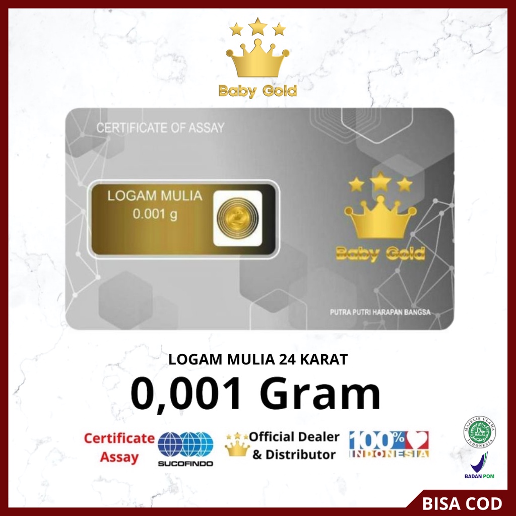 BABY GOLD Emas Murni Logam Mulia 24 Karat 0,001gr