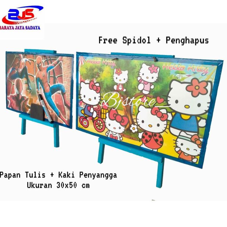 

59 Papan Tulis / Whiteboard Anak ( FREE SPIDOL + PENGHAPUS ) dengan Penyanggah kayu Ukuran 30x50 cm 59